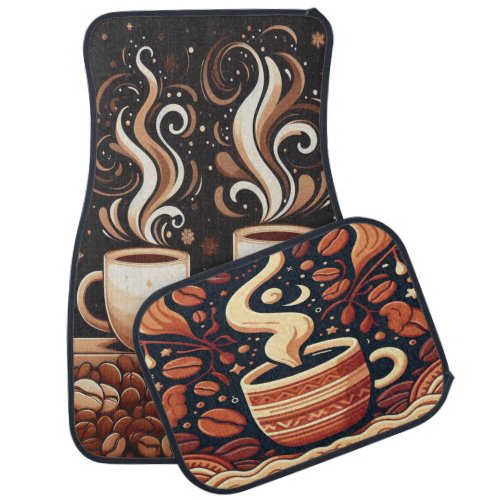 Driving with Favorite Brew _ Cozy Coffee Delight Car Floor Mat