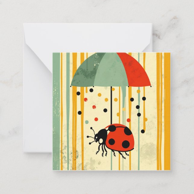Drizzle & Delights: A Sprinkle of  Ladybug Joy Note Card (Front)