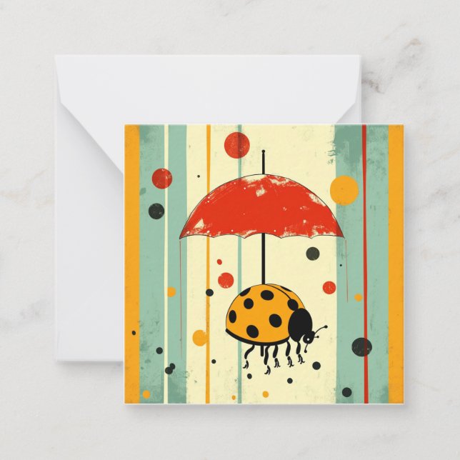 Drizzle & Delights: A Sprinkle of Ladybug Joy Note Card (Front)