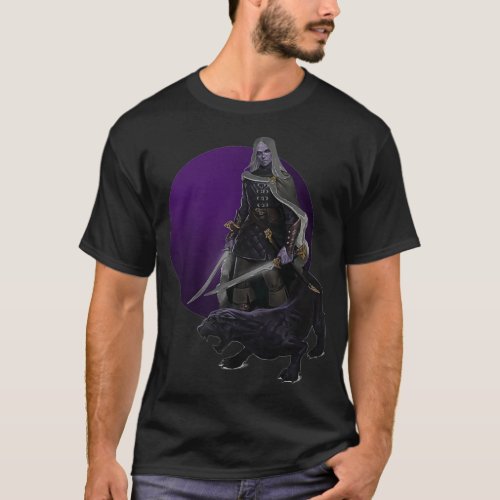 Drizzt and Guenhwyvar Forgotten Realms Fan art sun T_Shirt