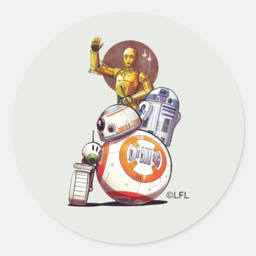 Droids Illustrated Collage Classic Round Sticker