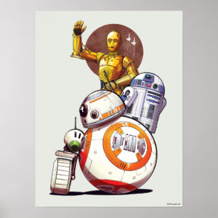 Droids Star Wars Illustration  Painting Poster Print 9x12