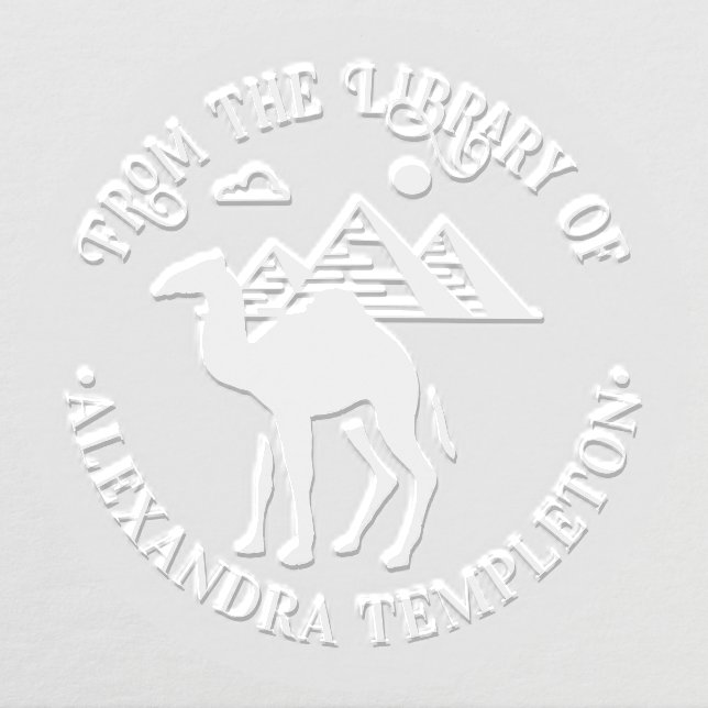Dromedary Camel Silhouette Pyramids Library Book Embosser (Design)
