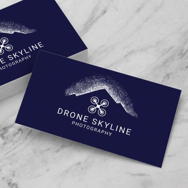 Drone Aerial Photography Navy Blue Photographer Business Card (Creator Uploaded)