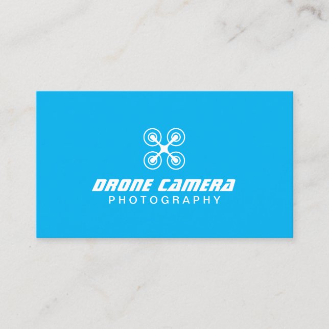 Drone Aerial Video & Photography Modern Blue Business Card (Front)