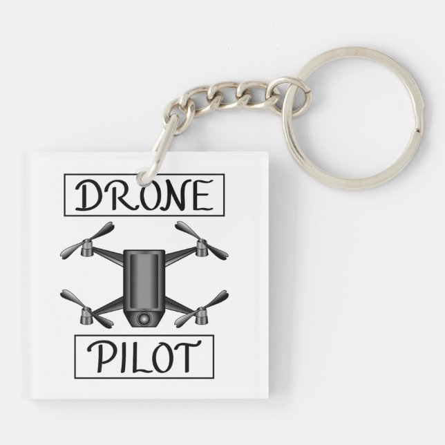 Drone And Drone Pilot Keychain (Back)