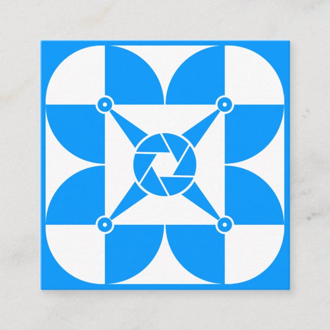 Drone artistic cover blue square business card (Front)