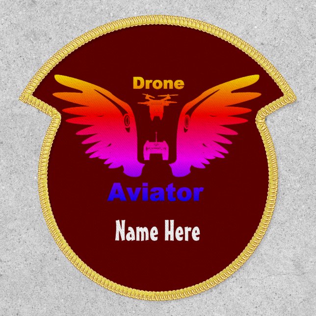 Drone Aviator Dark 2.5" x 3" Shield, Iron-On Patch (Front)