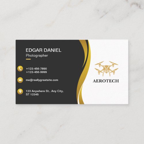 Drone Business Cards Gold Black