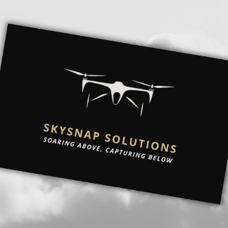 Drone Business UAV Pilot Modern Black Gold Business Card
