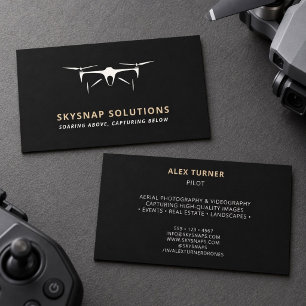 Drone Business UAV Pilot Modern Black Gold Card