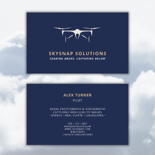 Drone Business UAV Pilot Modern Navy Blue Card