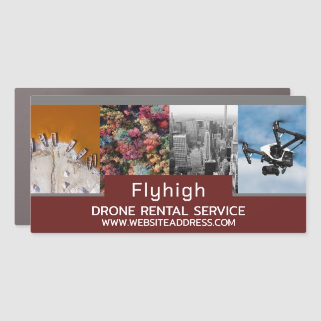 Drone Collage Banner, Drone Rental Company Car Magnet (Front)