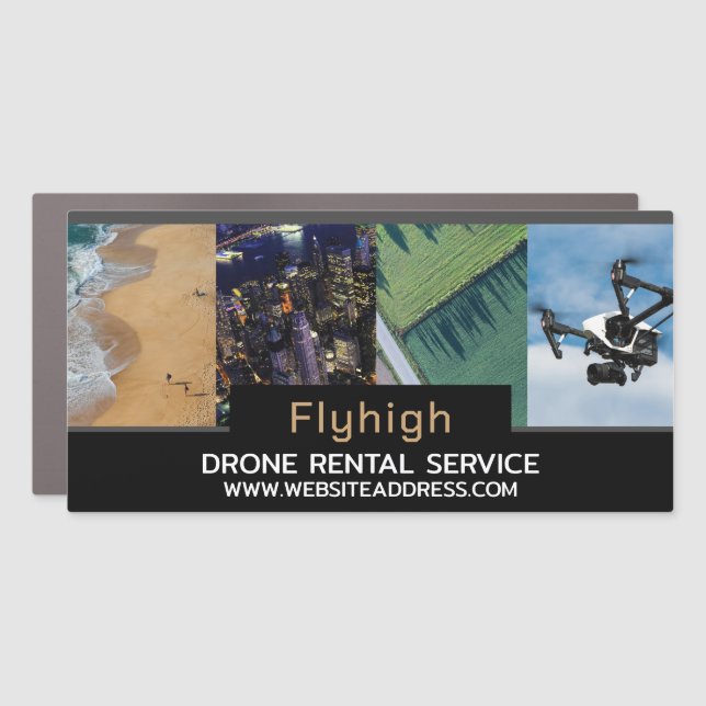 Drone Collage Banner, Drone Rental Company Car Magnet (Front)