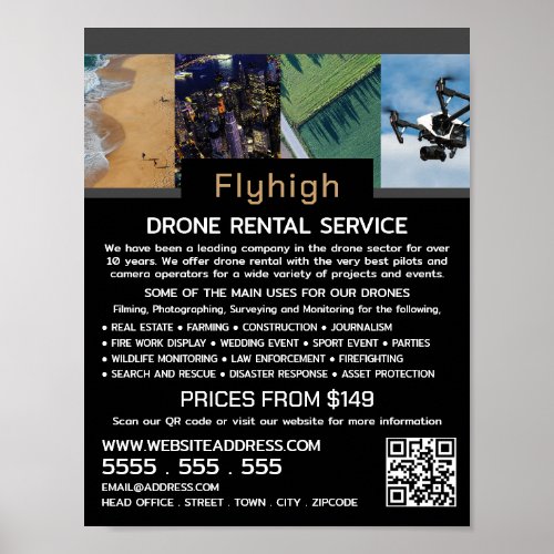 Drone Collage Banner Drone Rental Company Poster