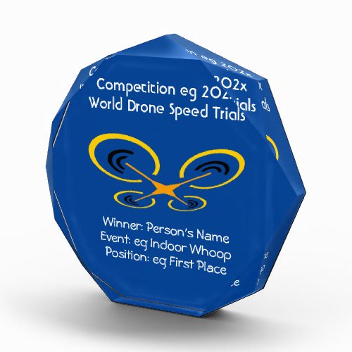 Drone competition speed trials award trophy