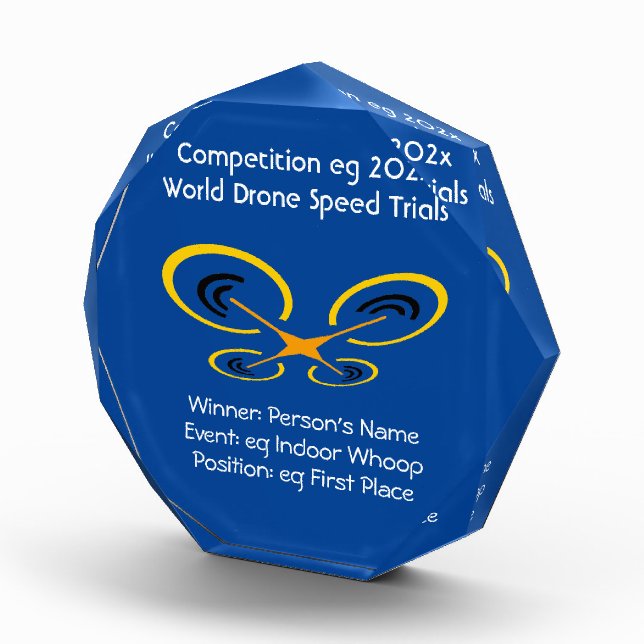 Drone competition speed trials award trophy (Right)