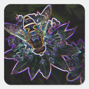 Drone Flower Glow Square Sticker