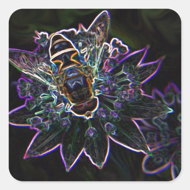 Drone Flower Glow Square Sticker (Front)