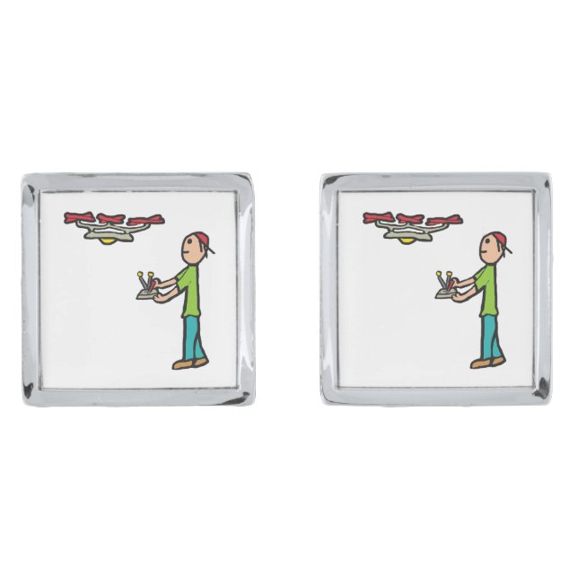Drone Flying Cufflinks (Front)
