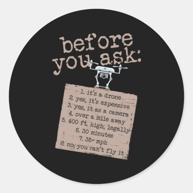 Drone For Dad Friend Pilot Flying Classic Round Sticker (Front)