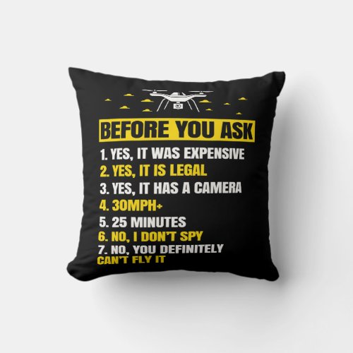 Drone Gifts For Men Boy with Copter FPV Women Throw Pillow