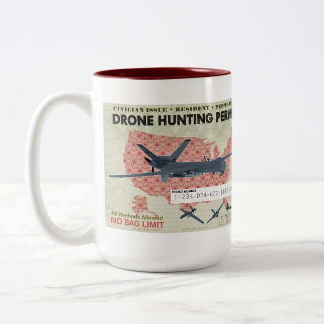 Drone Hunting Permit Mug (Left)