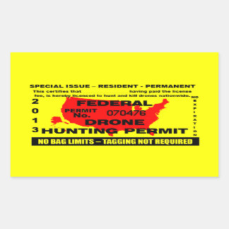 Drone Hunting Permit Rectangular Sticker