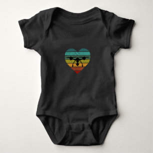 Drone In Retro Vintage Sunset Heart Baby Bodysuit