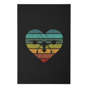 Drone In Retro Vintage Sunset Heart Faux Canvas Print