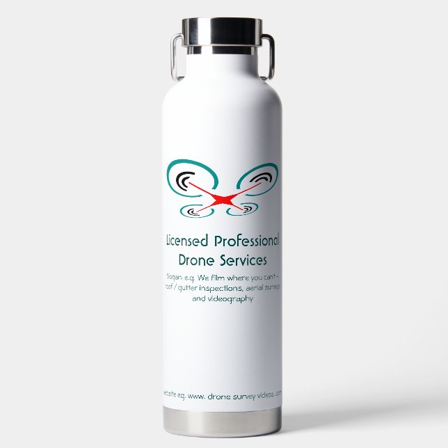 Drone Inspection and Video Service, Pilot Operator Water Bottle (Front)