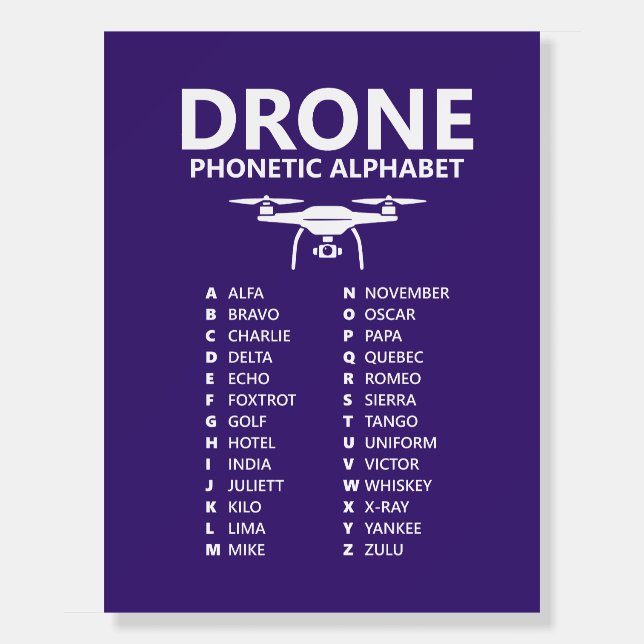 Drone Phonetic Alphabet – Deep Purple Edition Foam Board (Front)