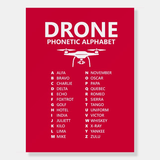 Drone Phonetic Alphabet – Red Edition Foam Board (Front)