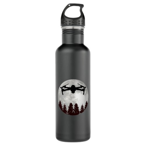Drone Pilot _Full Moon_ Funny FPV Drone Quadcopter Stainless Steel Water Bottle