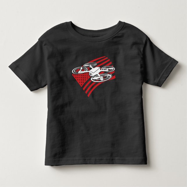 Drone Pilot Multirotor Quadcopter Red Flag Toddler T-shirt (Front)