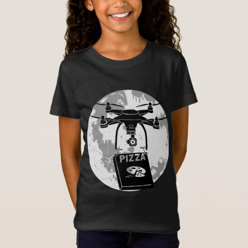 Drone Pilot Pizza Delivery Quadcopter Full Moon T_Shirt