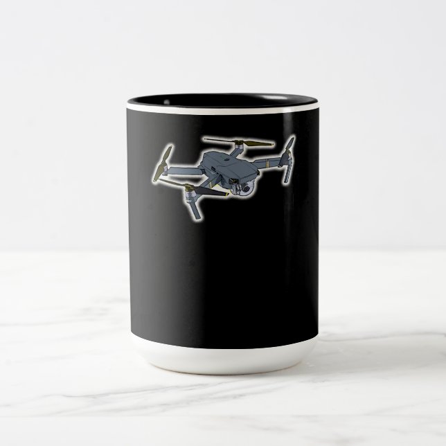 Drone Pilot Quadcopter Pilot Flying Drones Two-Tone Coffee Mug (Center)