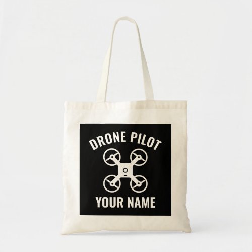 Drone pilot tote bag with custom quadcopter logo
