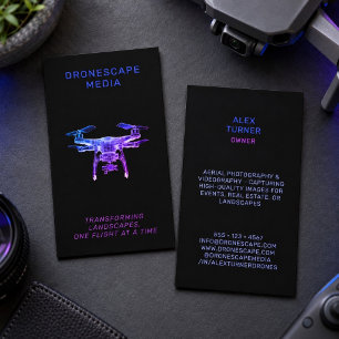 Drone Pilot UAV Photography Video Modern Black Business Card