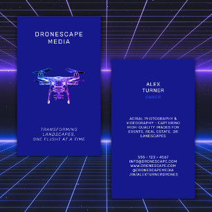 Drone Pilot UAV Photography Video Modern Blue Business Card