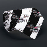 Drone quadcopter aircraft pilot hobby neck tie<br><div class="desc">Black and white stripes pattern with drone.  Perfect gift idea for drone lover husband,  brother,  son,  grandfather or friend.</div>