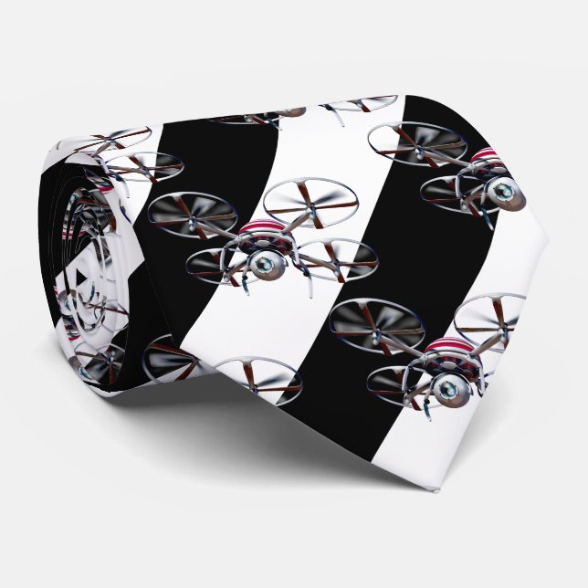 Drone quadcopter aircraft pilot hobby neck tie (Rolled)