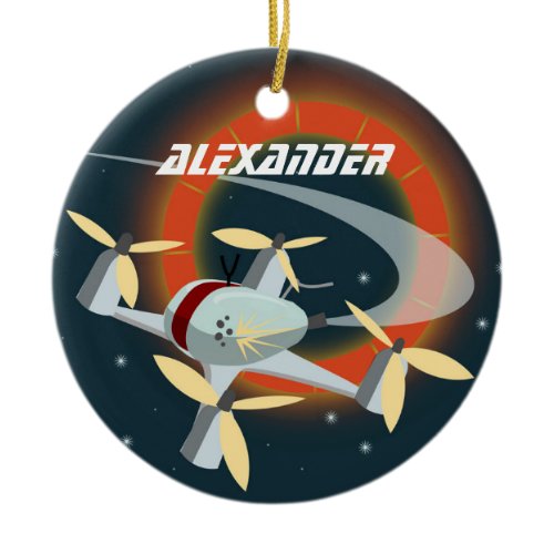 Drone Racing Ceramic Ornament