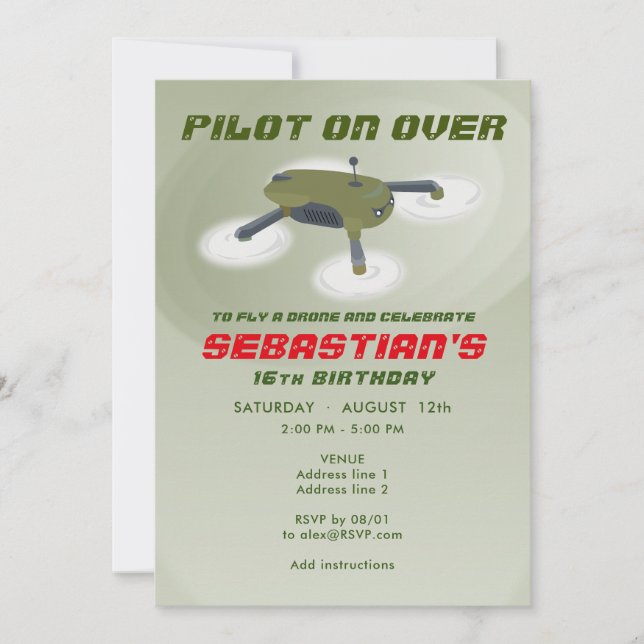 Drone Racing RC Aerial Vehicle Birthday Party Invitation (Front)