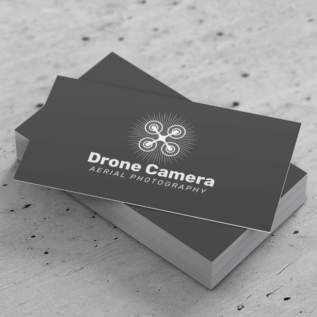 Drone Service Aerial Photography Elegant Dark Gray Business Card (Creator Uploaded)