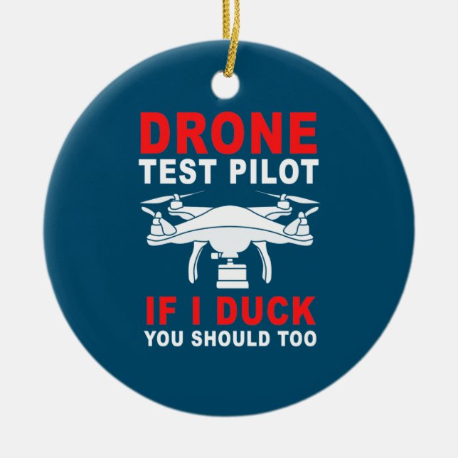 Drone Test Pilot Ceramic Ornament (Front)