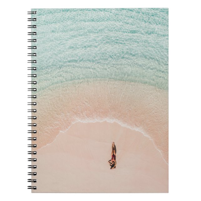 Drone View, Pink Beach Vacation. Notebook (Front)