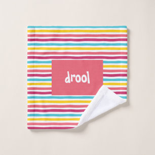"drool" Colorful Striped Candy Funny Wash Cloth