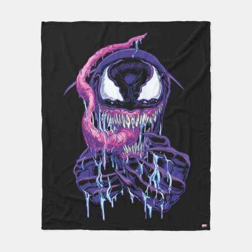 Drooling Purple Venom Illustration Fleece Blanket