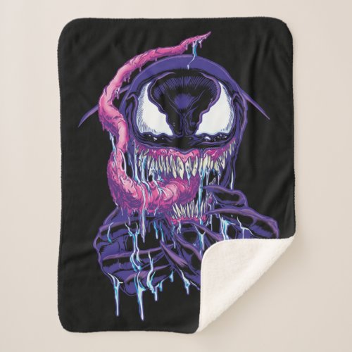 Drooling Purple Venom Illustration Sherpa Blanket